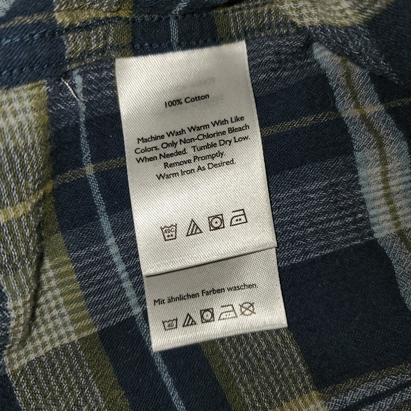 Eddie Bauer blue/green long sleeve shirt. - Picture 3 of 5